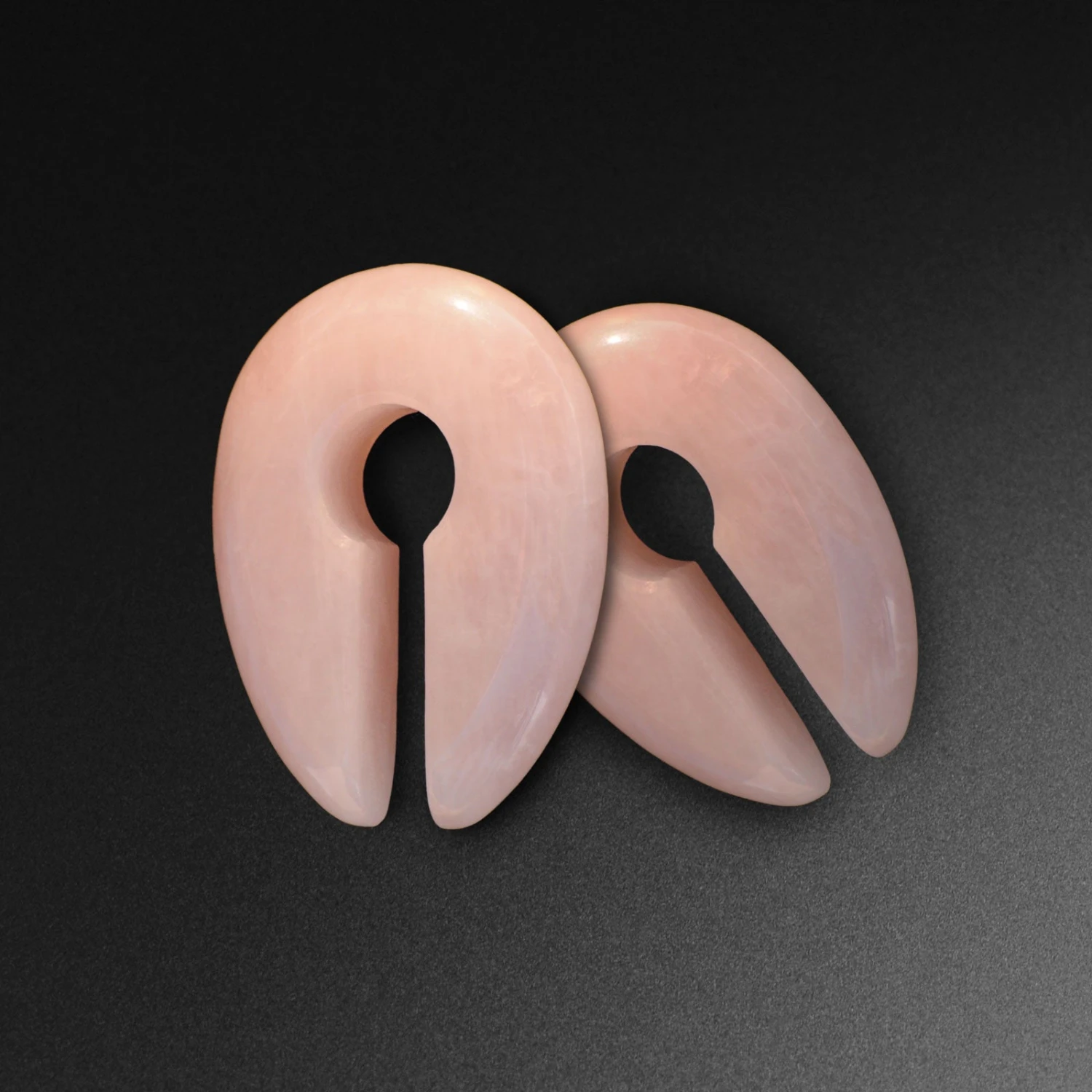Rose Quartz Keyhole Stone Ear Weights 3 Rose Quartz Keyhole Stone Ear Weights