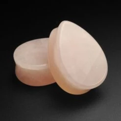 Rose Quartz Double Flare Teardrop Plug