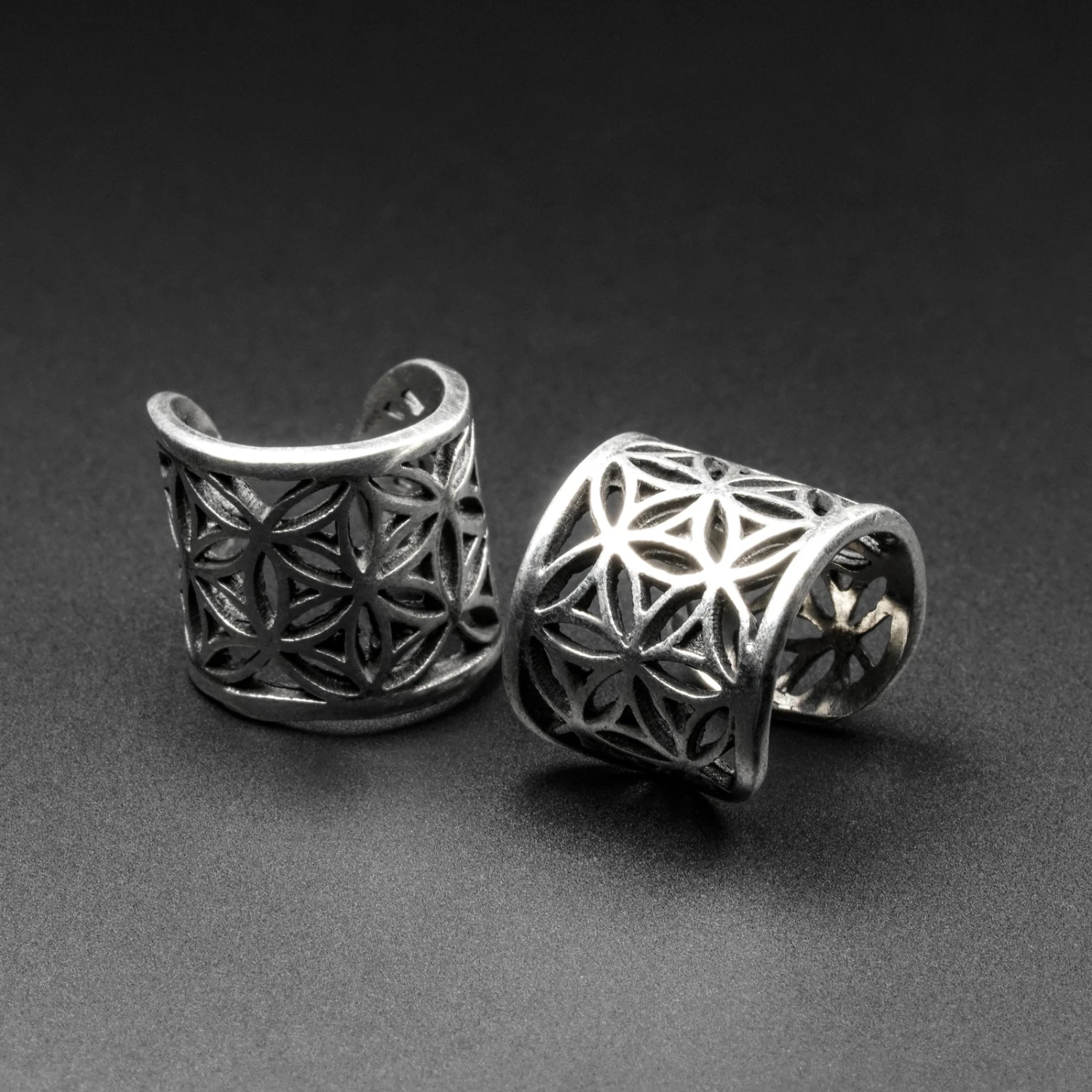 Seed Of Life White Brass Ear Cuff 3 Seed Of Life White Brass Ear Cuff