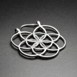 Seed Of Life White Brass Mini Plug Hoops