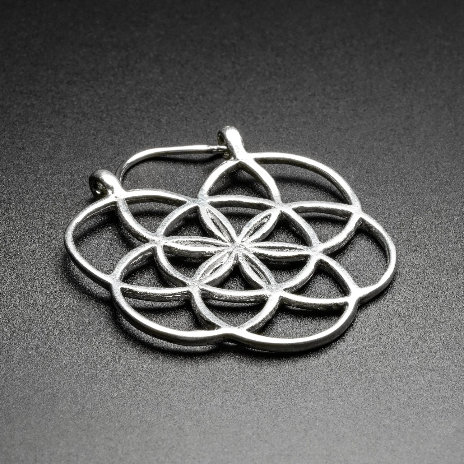 Seed Of Life White Brass Mini Plug Hoops 3 Seed Of Life White Brass Mini Plug Hoops