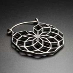 Seed Of Life White Brass Plug Hoops