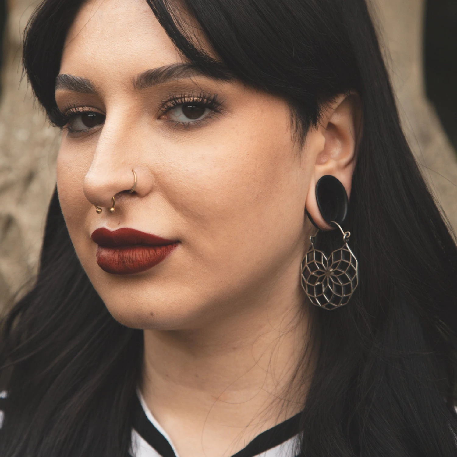 Seed Of Life White Brass Plug Hoops 4 Seed Of Life White Brass Plug Hoops - Image 2