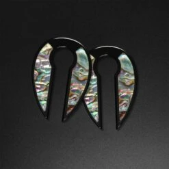 Shell Inlaid Keyhole & Black PVD Ear Weight