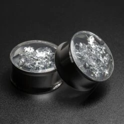 Silver Flake Double Flare Surgical Steel Plug