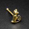 Sitting Cat Brass Nose Stud (Nose Bone) 2 Sitting Cat Brass Nose Stud (Nose Bone) -Stretch It Body Jewellery sitting cat brass nose stud nose bone