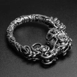 Skull And Rose Vine Surgical Steel Magnetic Ear Weight -Stretch It Body Jewellery skull and rose vine surgical steel magnetic ear weight