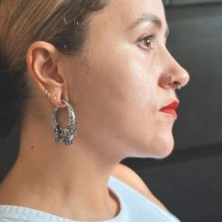 Skull And Rose Vine Surgical Steel Magnetic Ear Weight -Stretch It Body Jewellery skull and rose vine surgical steel magnetic ear weight close up