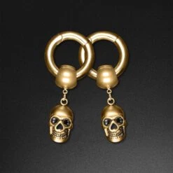 Skull Hanger Gold PVD Magnetic Ear Weight