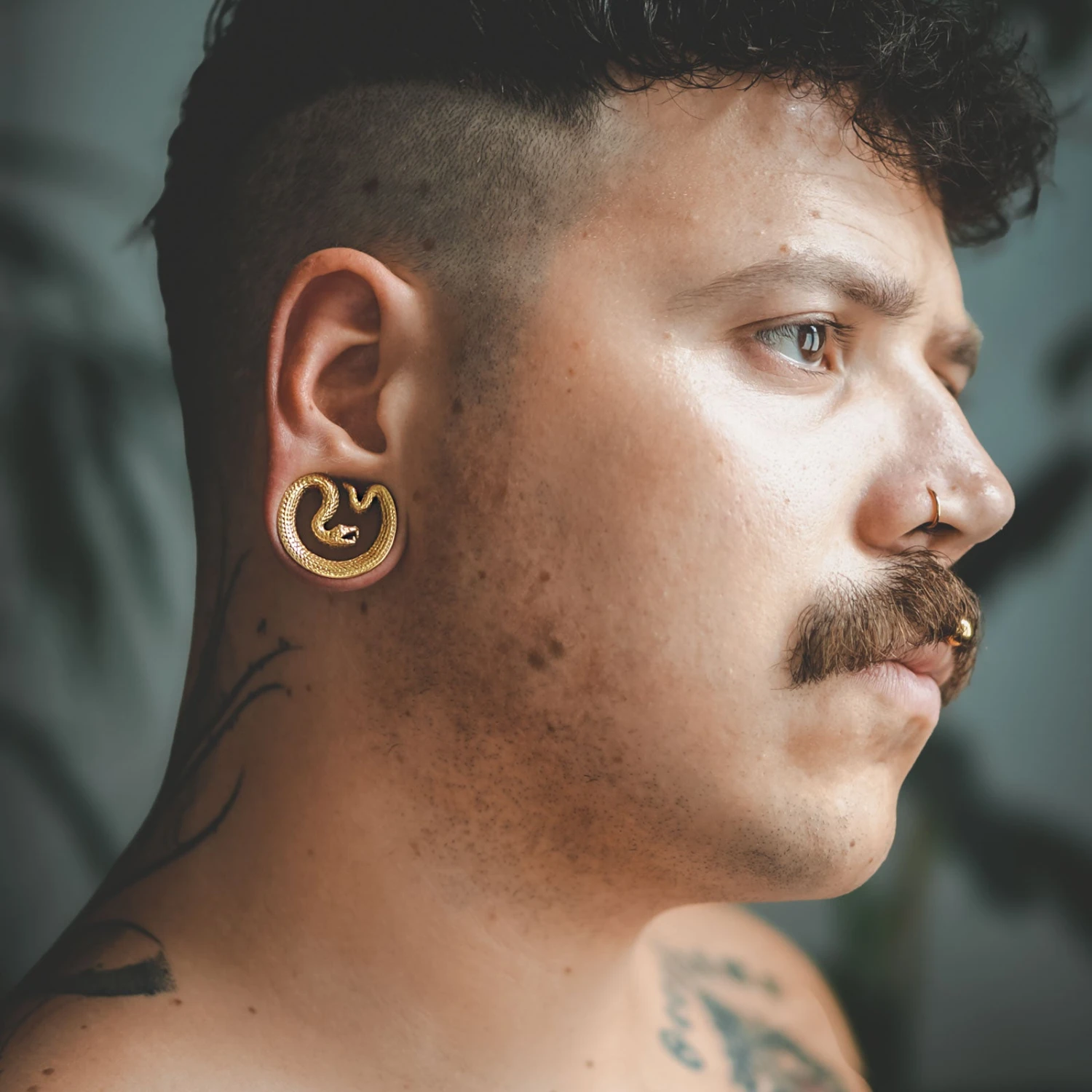 Snake Gold PVD Saddle Plug Ear Weight 4 Snake Gold PVD Saddle Plug Ear Weight - Image 2