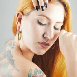 Snake Skin Gold PVD Magnetic Ear Weight -Stretch It Body Jewellery snake skin gold pvd magnetic ear weight model shot 1943013d 1ce9 47af b3c2 0bfda8918b1c