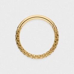 Snake Skin Gold PVD Titanium Septum Clicker Ring