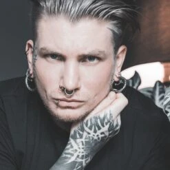 Snake Skin Surgical Steel Magnetic Ear Weight -Stretch It Body Jewellery snake skin surgical steel magnetic ear weight model shot