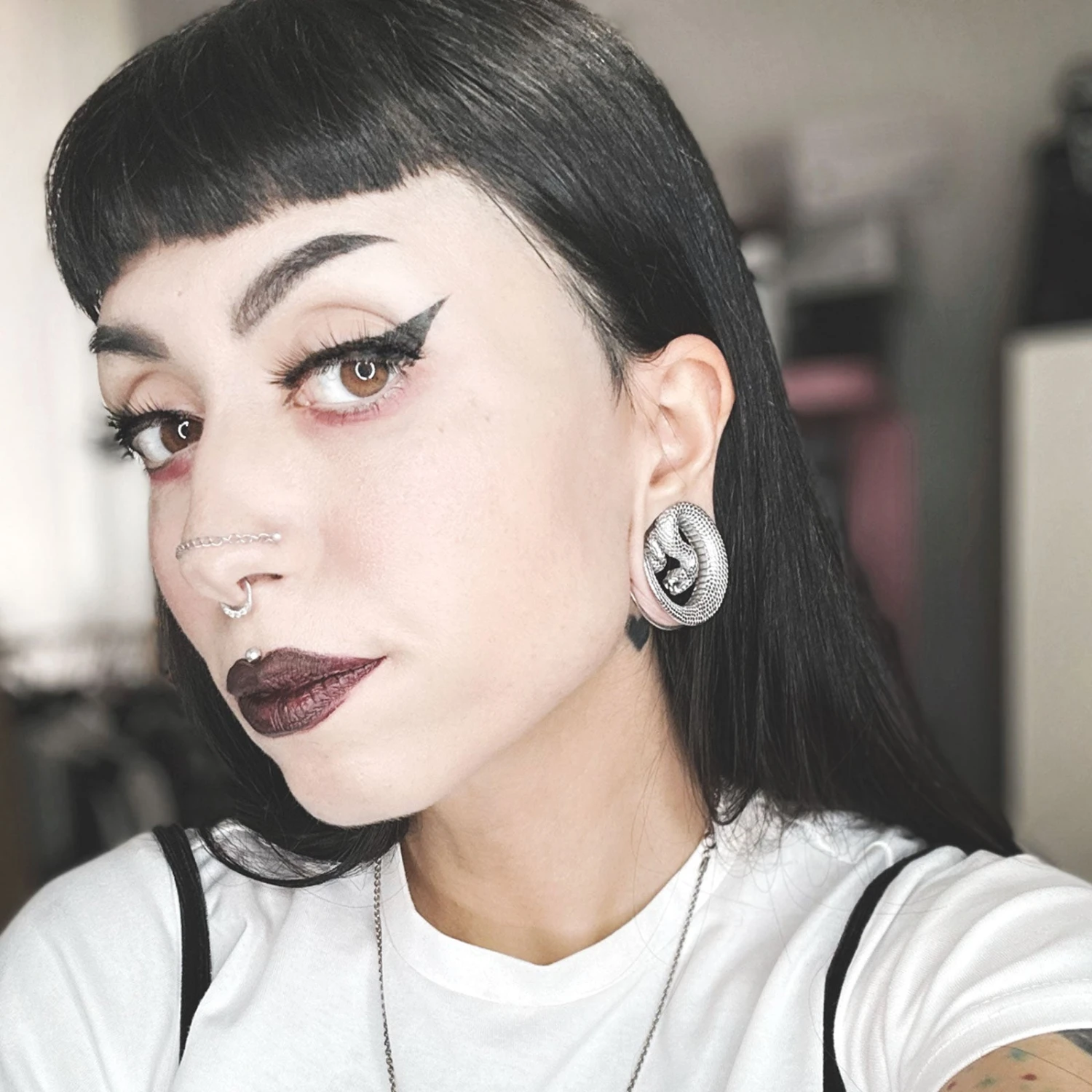 Snake Surgical Steel Saddle Plug Ear Weight 4 Snake Surgical Steel Saddle Plug Ear Weight - Image 2