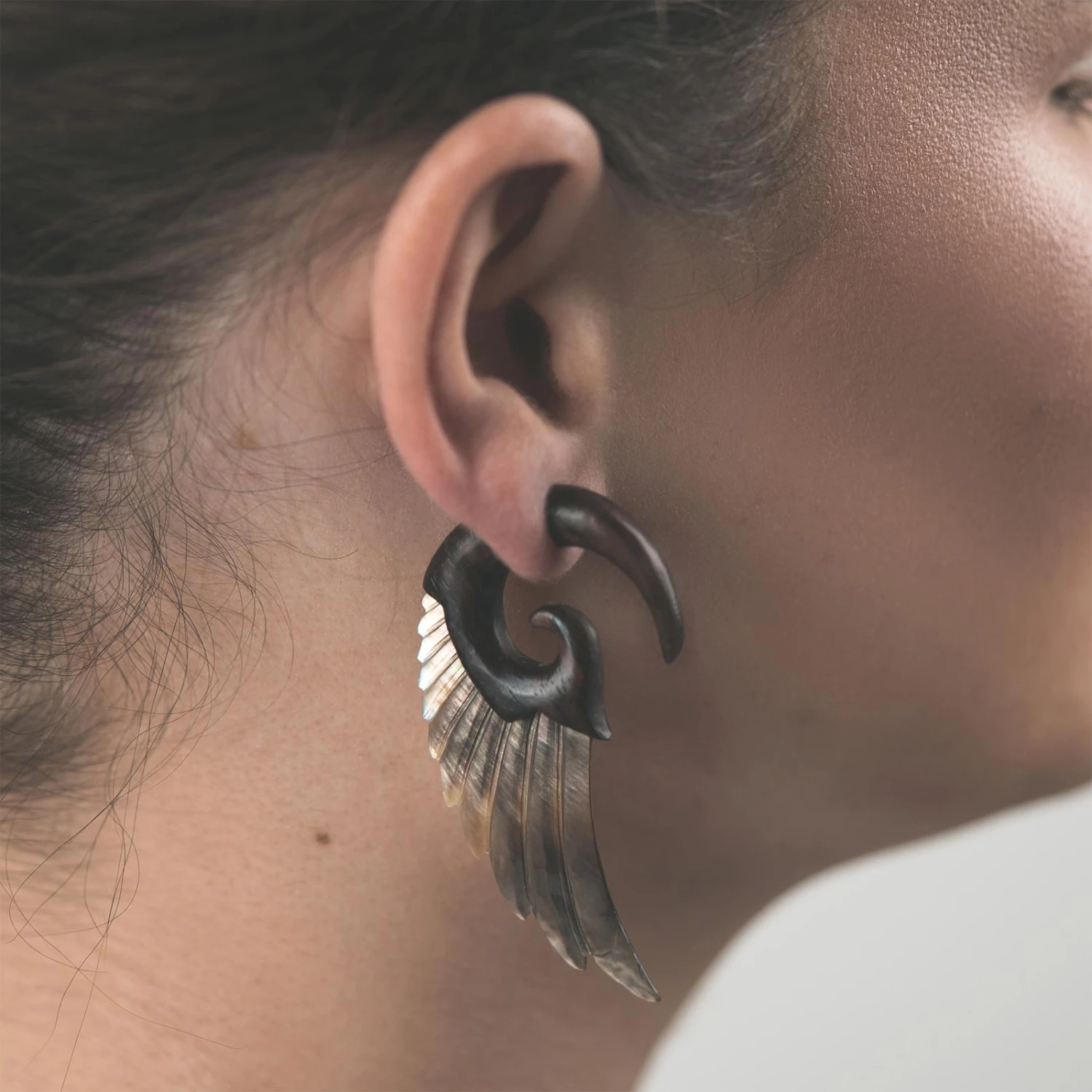 Sono Wood & Black MOP Fake Gauge Angel Wing 4 Sono Wood & Black MOP Fake Gauge Angel Wing - Image 2