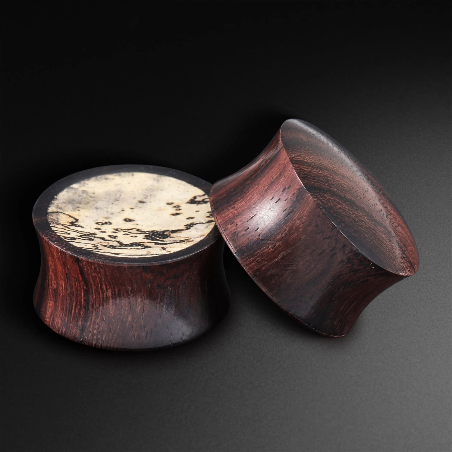 Sono Wood Double Flare Concave Plug With Tamarind Wood Inlay 3 Sono Wood Double Flare Concave Plug With Tamarind Wood Inlay