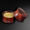 Sono Wood Double Flare Plug With Brass Japanese Wave Inlay -Stretch It Body Jewellery sono wood double flare plug with brass japanese wave inlay