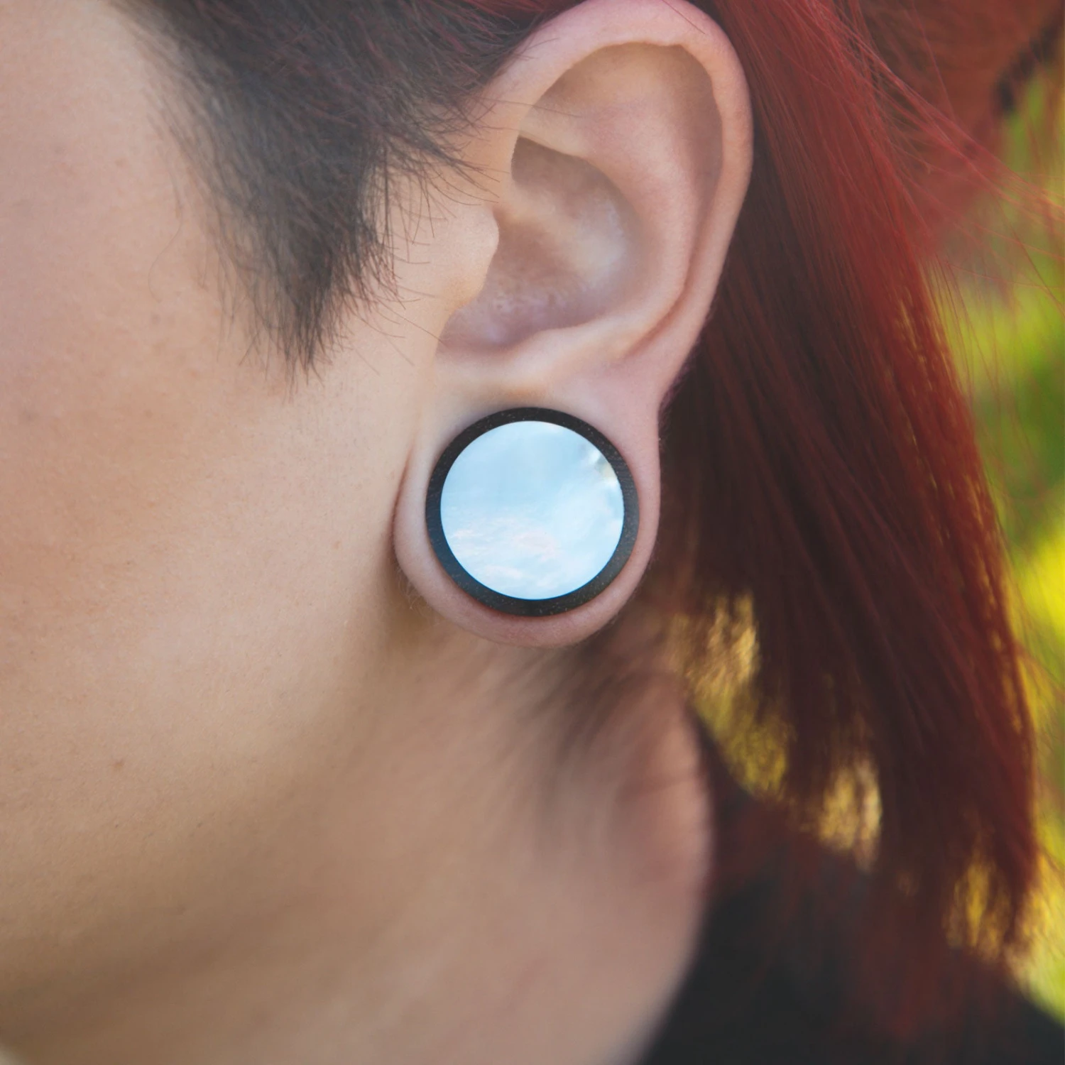 Sono Wood Double Flare Plug With MOP Inlay 5 Sono Wood Double Flare Plug With MOP Inlay - Image 3