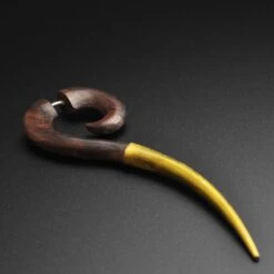Sono Wood Fake Gauge Hanging Spiral With Brass Tip