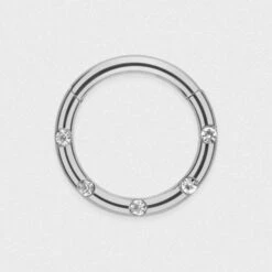 Spaced Jewelled Titanium Hinged Segment Ring