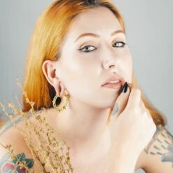 Spike Chain Hoop Gold PVD Ear Weight -Stretch It Body Jewellery spike chain hoop gold pvd ear weight model shot 8b4761c3 3054 4b63 ae68 c4d94be12bbb