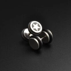 Star Design Surgical Steel Fake Gauge Plug