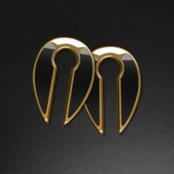 Stone Inlaid Keyhole & Gold PVD Ear Weight