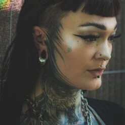 Surgical Steel Saddle Ear Weight Hanger 8 Surgical Steel Saddle Ear Weight Hanger -Stretch It Body Jewellery surgical steel saddle ear weight hanger model shot close up