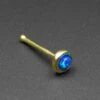 Synthetic Blue Opal Brass Nose Stud (Nose Bone) 2 Synthetic Blue Opal Brass Nose Stud (Nose Bone) -Stretch It Body Jewellery synthetic blue opal brass nose stud
