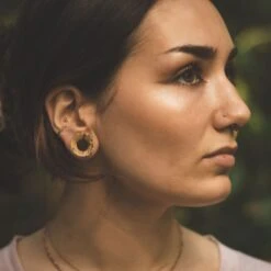 Tamarind Wood Double Flare Concave Tunnel 8 Tamarind Wood Double Flare Concave Tunnel -Stretch It Body Jewellery tamarind wood double flare concave tunnel model shot