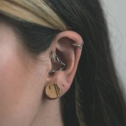 Tamarind Wood Single Flare Concave Plug -Stretch It Body Jewellery tamarind wood single flare concave plug model shot