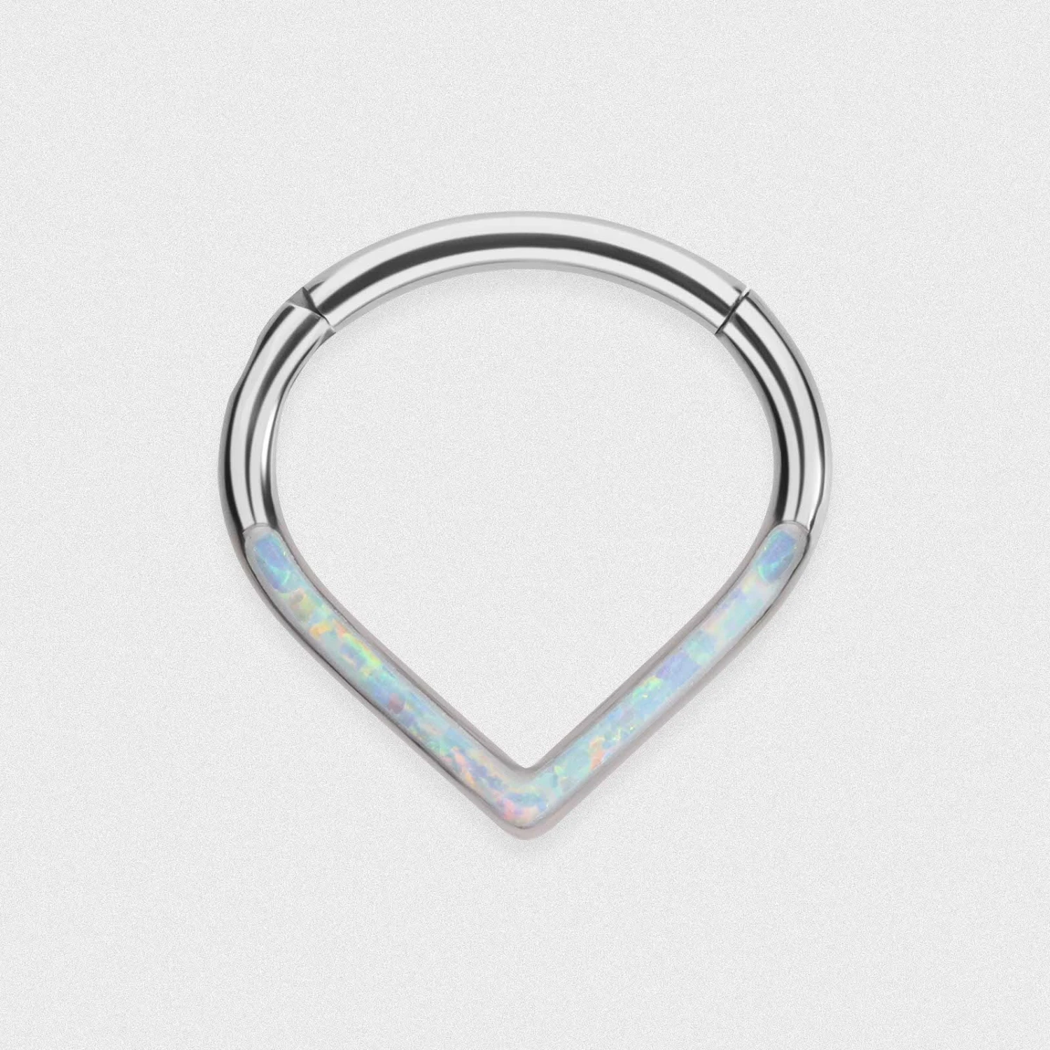 Teardrop Inlaid Fire & Snow Synth Opal Titanium Septum Clicker 3 Teardrop Inlaid Fire & Snow Synth Opal Titanium Septum Clicker