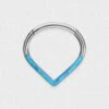 Teardrop Inlaid Pacific Blue Synth Opal Titanium Septum Clicker
