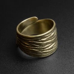 Textured Tree Bark Brass Ring