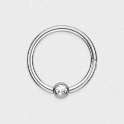 Titanium Hinged Segment Ring With Jewelled Ball