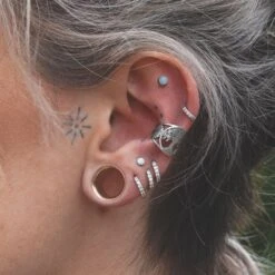 Tree Of Life White Brass Ear Cuff -Stretch It Body Jewellery tree of life white brass ear cuff model shot