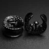 Trio Mushroom Black PVD Saddle Ear Weight -Stretch It Body Jewellery trio mushroom black pvd saddle ear weight