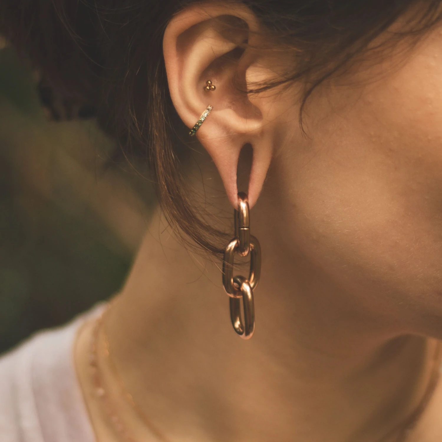 Triple Cable Chain Rose Gold PVD Magnetic Ear Weight 4 Triple Cable Chain Rose Gold PVD Magnetic Ear Weight - Image 2