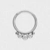 Triple Jewel Dot Titanium Septum Clicker -Stretch It Body Jewellery triple jewel dot titanium septum clicker 1 web grey
