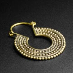 Triple Layered Dots Tribal Brass Mini Plug Hoops