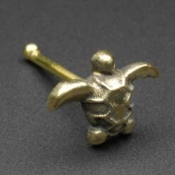 Turtle Brass Nose Stud (Nose Bone)