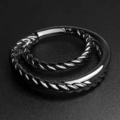 Twisted Rope Multi Hoop Black PVD Ear Weight
