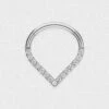 V-Shape Bejewelled Titanium Septum Clicker -Stretch It Body Jewellery v shape bejewelled titanium septum clicker 1 web grey
