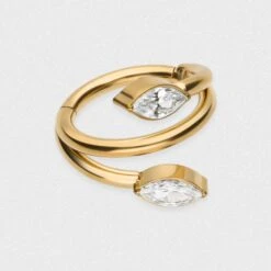 Vine Double Marquise Gold PVD Titanium Hinged Segment Ring