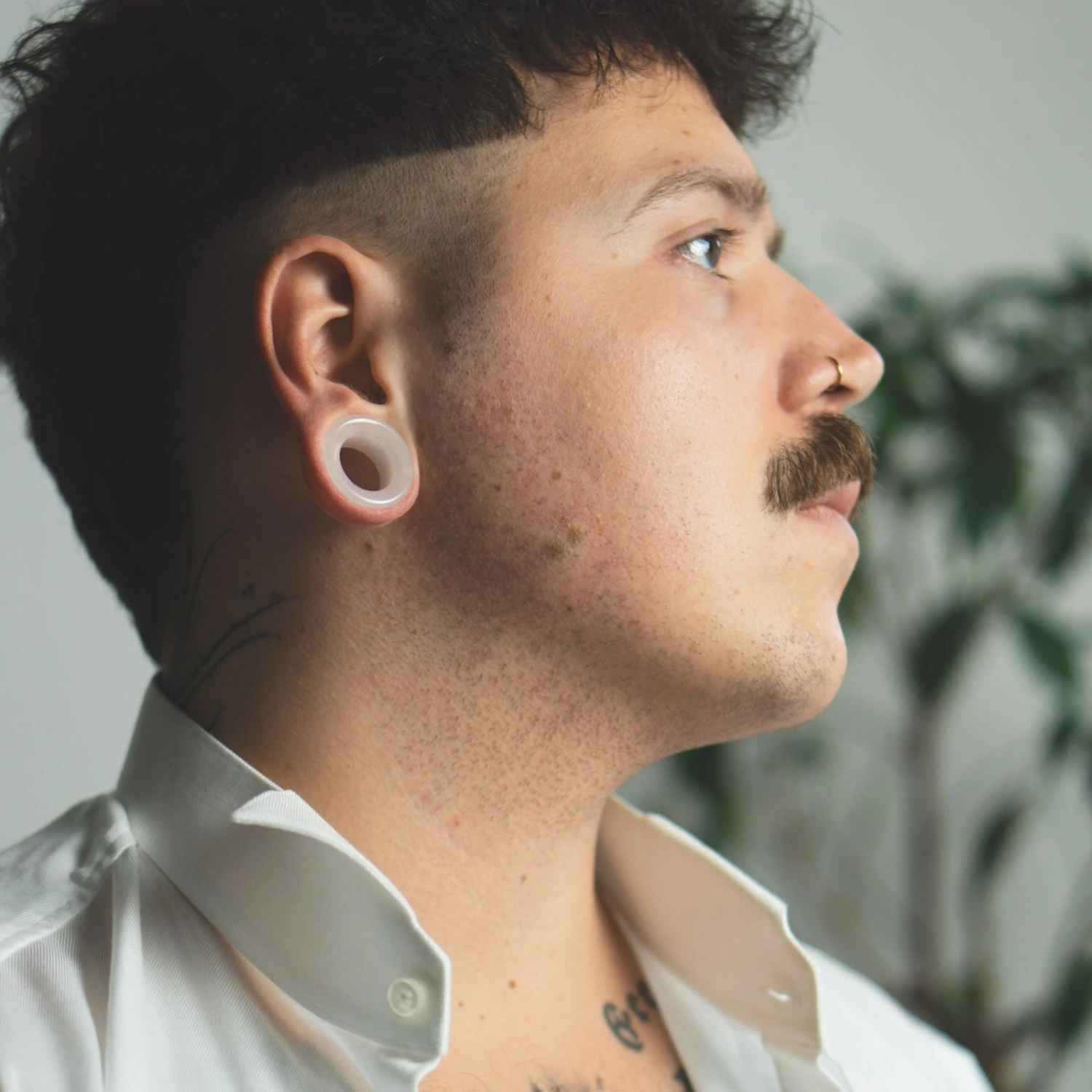 White Jade Double Flare Concave Stone Tunnel 4 White Jade Double Flare Concave Stone Tunnel - Image 2