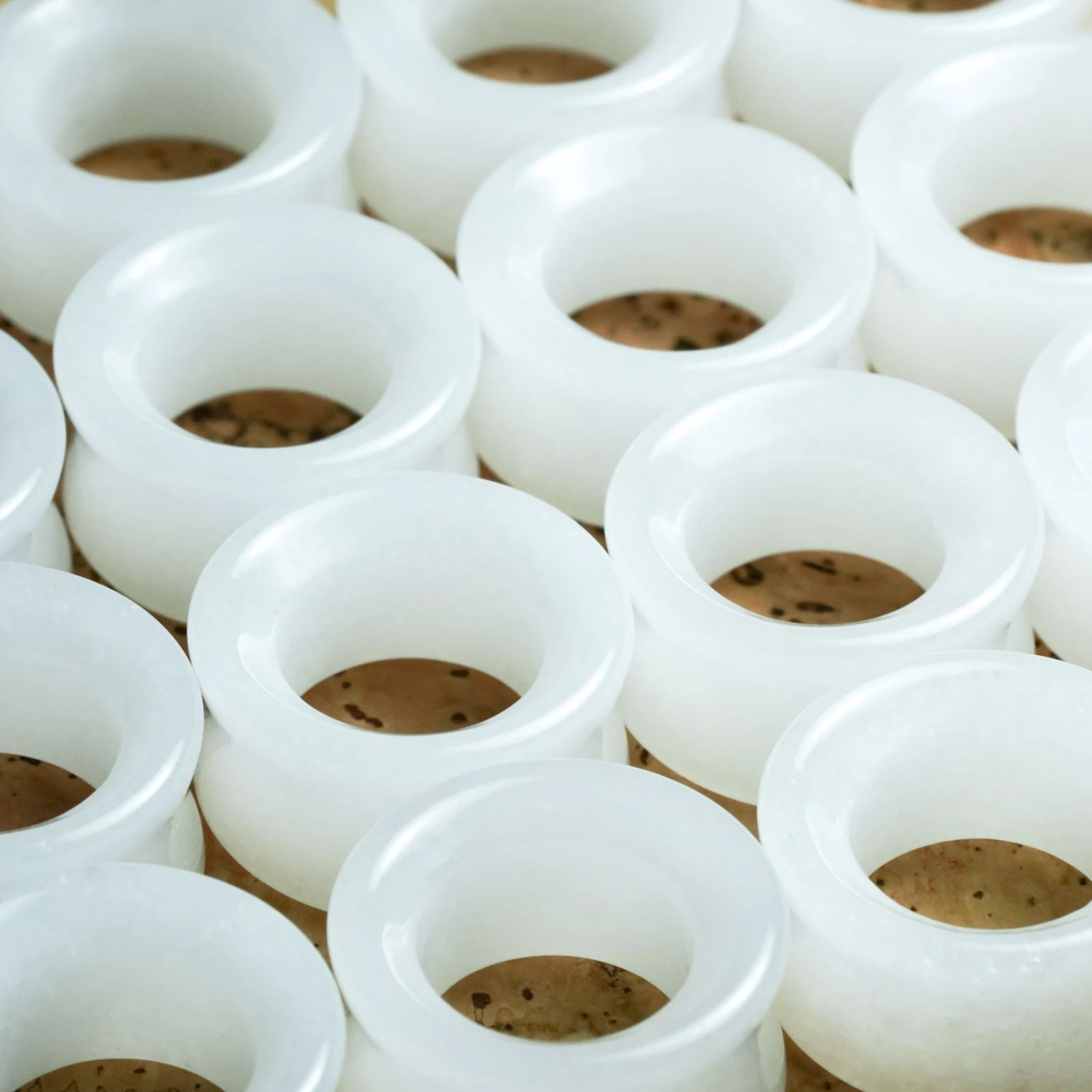 White Jade Double Flare Concave Stone Tunnel 6 White Jade Double Flare Concave Stone Tunnel - Image 4