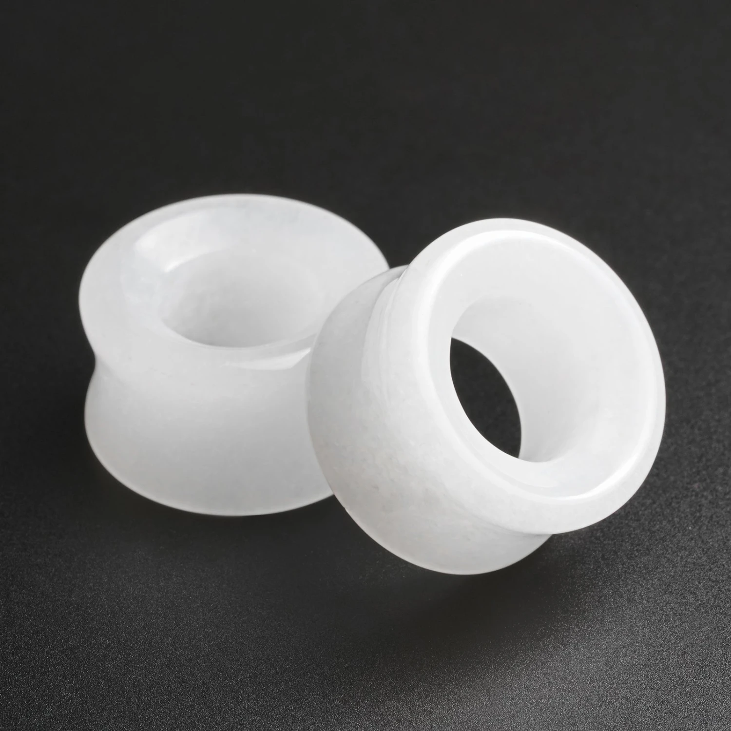 White Jade Double Flare Concave Stone Tunnel 3 White Jade Double Flare Concave Stone Tunnel