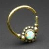 White Synth Opal Drop & Brass Seamless Septum Ring