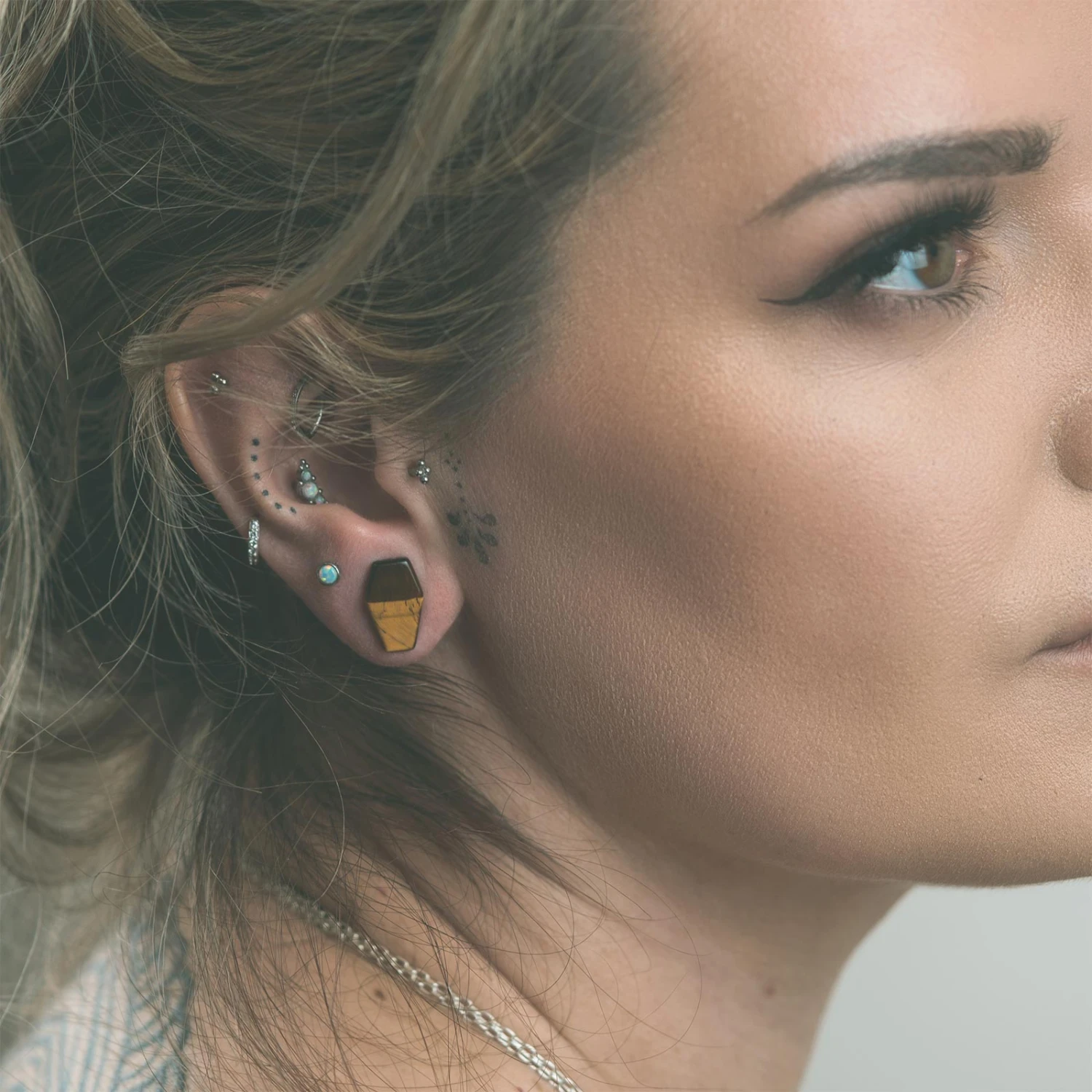 Yellow Tiger's Eye Double Flare Coffin Stone Plug 4 Yellow Tiger's Eye Double Flare Coffin Stone Plug - Image 2