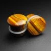 Yellow Tiger's Eye Single Flare Convex Stone Plug